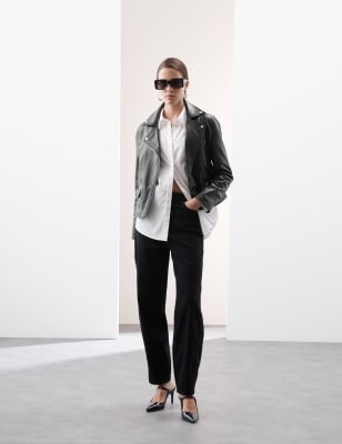 

Womens Autograph Leather Biker Jacket - Black, Black