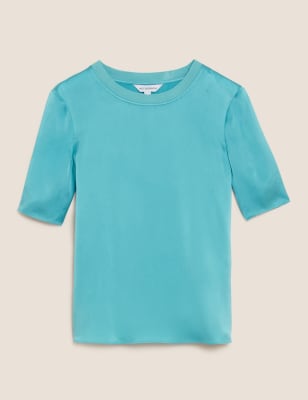 

Womens Autograph Pure Silk Short Sleeve Top - Aqua, Aqua