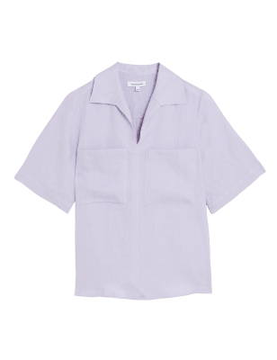 

Autograph Blusa 100% lino irlandés de manga cortaWomens - Pale Lilac, Pale Lilac