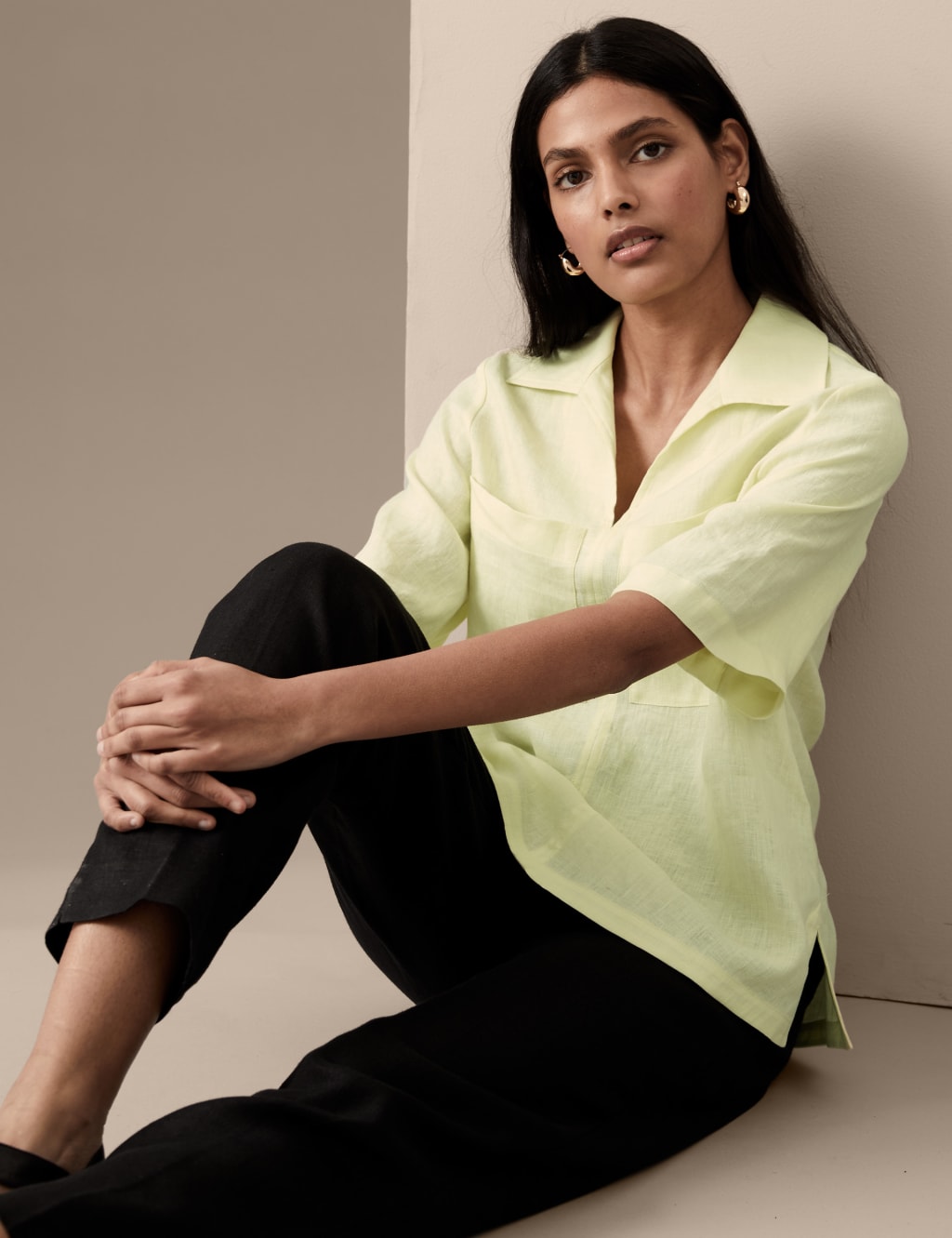 Pure Irish Linen Short Sleeve Blouse image 1