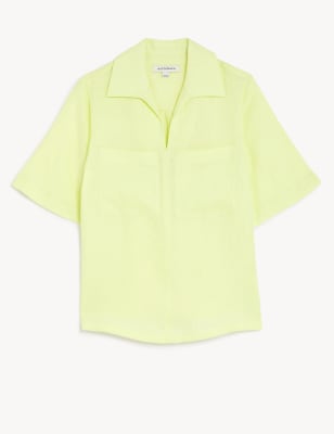 Pure Irish Linen Short Sleeve Blouse