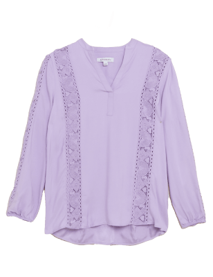 

Womens Autograph V-Neck Long Sleeve Popover Blouse - Pale Lilac, Pale Lilac