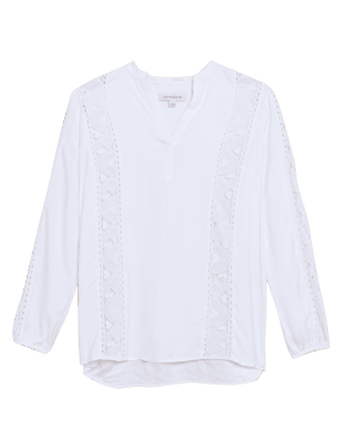 

Womens Autograph V-Neck Long Sleeve Popover Blouse - Soft White, Soft White