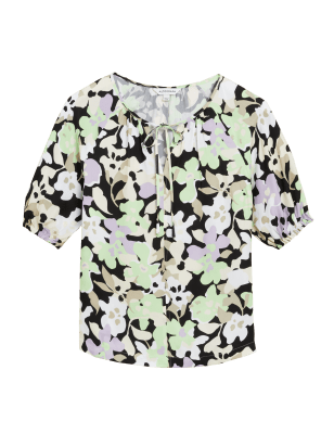 

Womens Autograph Cupro Rich Floral Puff Sleeve Blouse - Lime Mix, Lime Mix