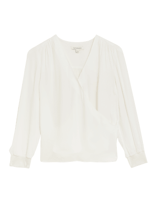 

Womens Autograph V-Neck Long Sleeve Wrap Top - Ivory, Ivory