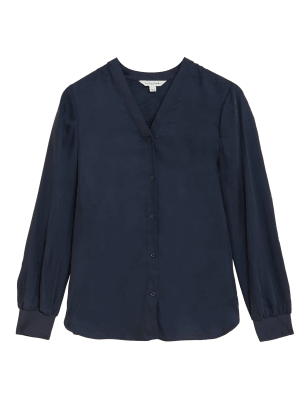 

Womens Autograph Cupro Rich Long Sleeve Blouse - Dark Navy, Dark Navy