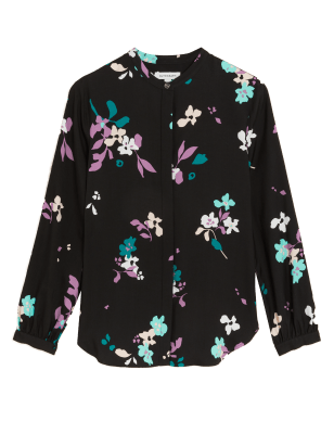 

Womens Autograph Floral Collarless Long Sleeve Blouse - Black Mix, Black Mix