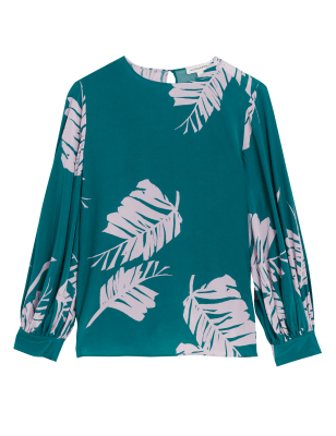 

Womens Autograph Cupro Rich Printed Blouson Sleeve Blouse - Green Mix, Green Mix