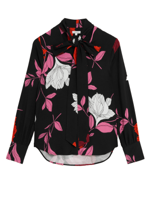 

Womens Autograph Floral Scarf Neck Long Sleeve Blouse - Black, Black