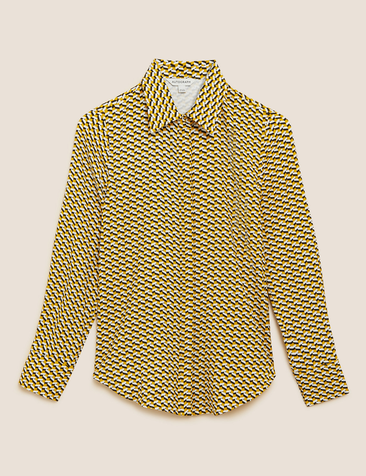 Chain Print Collared Long Sleeve Shirt