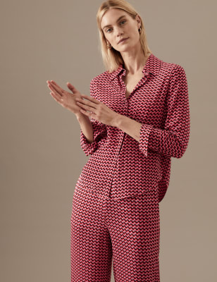 

Womens Autograph Pure Silk Printed Long Sleeve Shirt - Pink Mix, Pink Mix