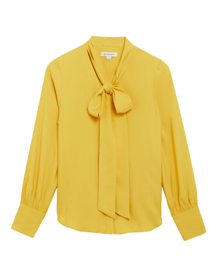 

Womens Autograph Tie Neck Long Sleeve Blouse - Bright Gold, Bright Gold