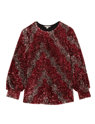 

Womens Autograph Sequin Embellished Round Neck Blouse - Raspberry, Raspberry