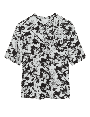 

Womens Autograph Gerade geschnittenes Kurzarmoberteil mit Blumenmuster - Black Mix, Black Mix