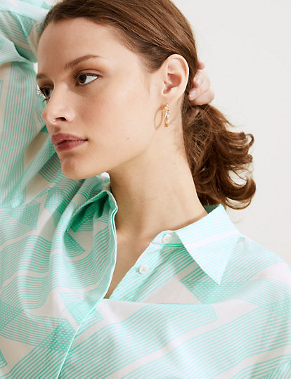 Silk Blend Printed Long Sleeve Shirt