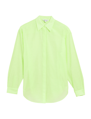 

Womens Autograph Silk Blend Collared Long Sleeve Shirt - Pale Lime, Pale Lime