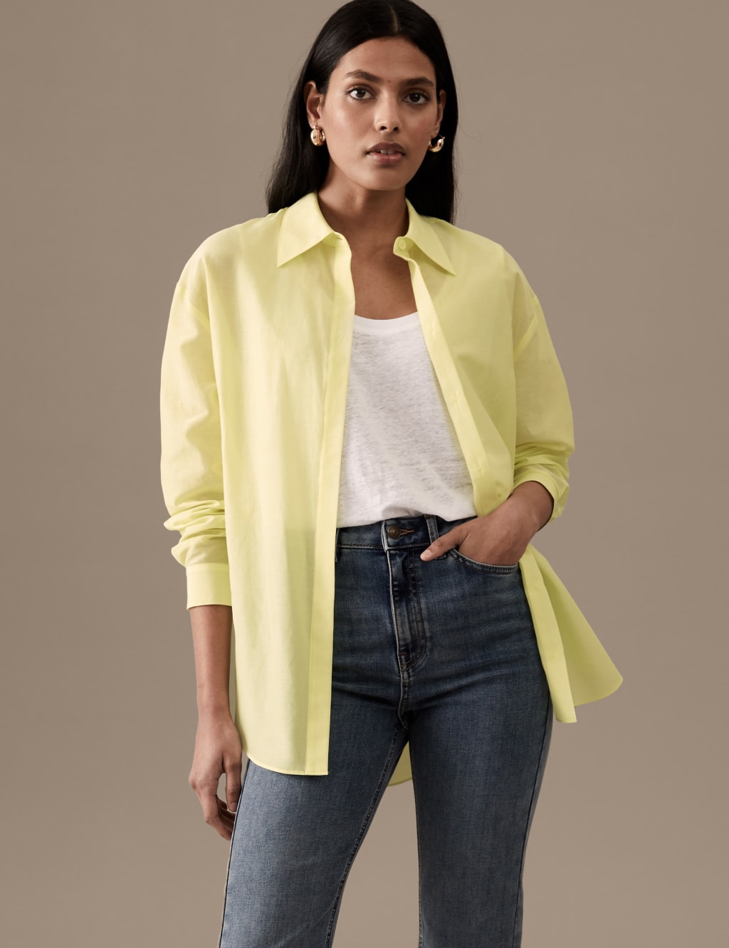 Silk Blend Collared Long Sleeve Shirt image 3