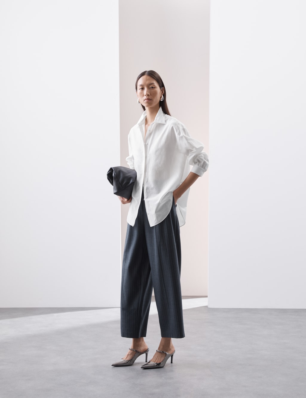 Silk Blend Collared Long Sleeve Shirt image 3