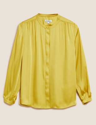 

Womens Autograph Satin Collarless Long Sleeve Blouse - Citrus, Citrus