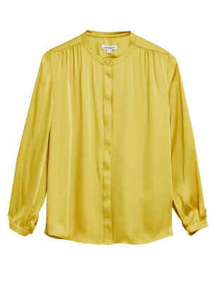 

Autograph Blusa de manga larga sin cuello de saténWomens - Citrus, Citrus