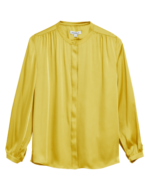 

Womens Autograph Satin Collarless Long Sleeve Blouse - Citrus, Citrus