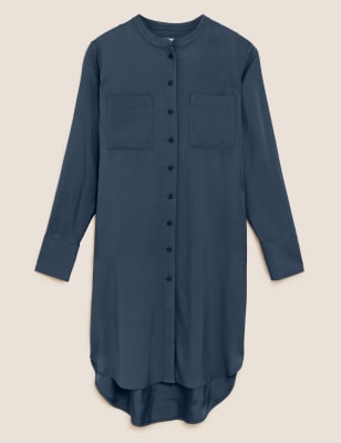 

Womens Autograph Collarless Longline Long Sleeve Shirt - Dark Navy, Dark Navy