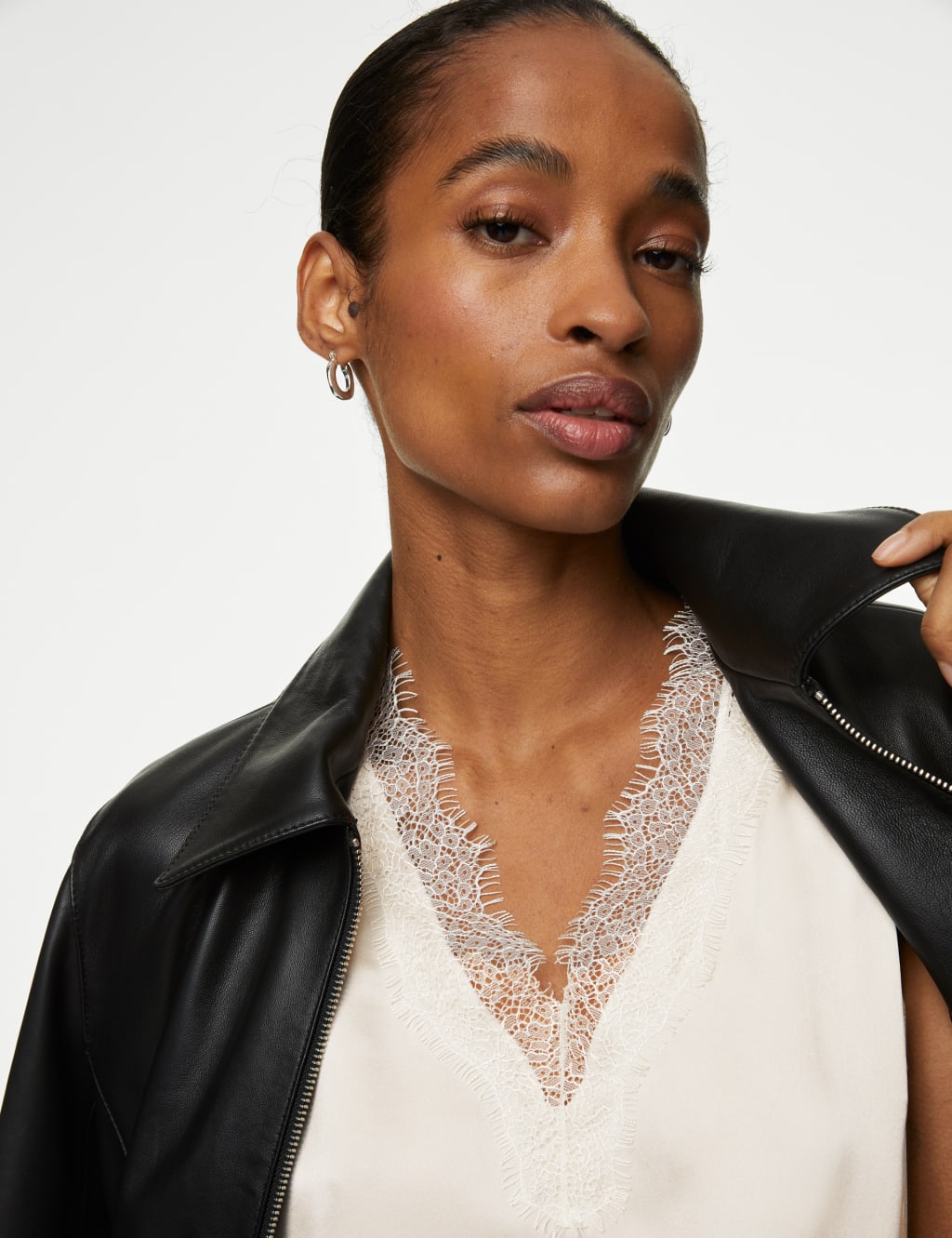 Pure Silk V-Neck Lace Detail Vest Top image 4