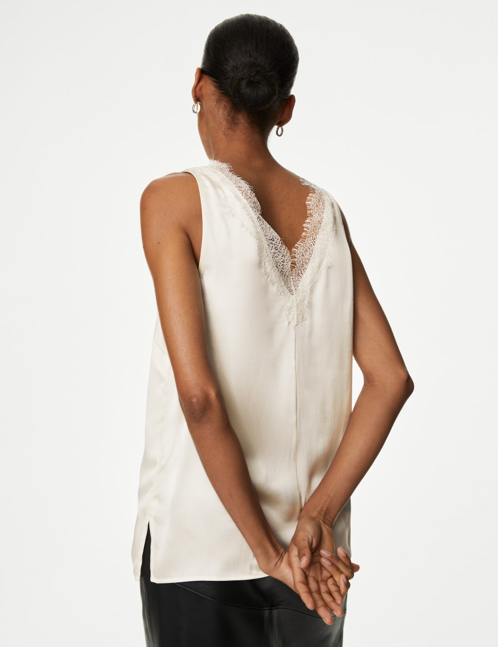 Pure Silk V-Neck Lace Detail Vest Top image 5