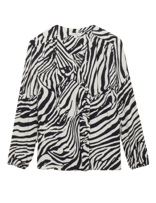 

Womens Autograph Animal Print V-Neck Long Sleeve Blouse - Black Mix, Black Mix
