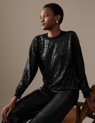 Black 2024 sequin sweater