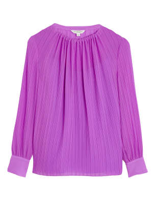 

Womens Autograph Plisse Gathered Neck Blouse - Bright Mauve, Bright Mauve