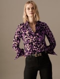 Cupro Rich Animal Print Collared Shirt