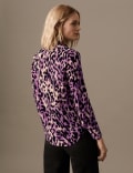 Cupro Rich Animal Print Collared Shirt