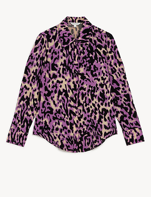 Cupro Rich Animal Print Collared Shirt - GR