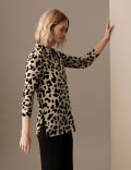 Pure Cupro Animal Print Collared Shirt