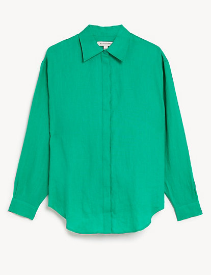Pure Irish Linen Collared Relaxed Shirt