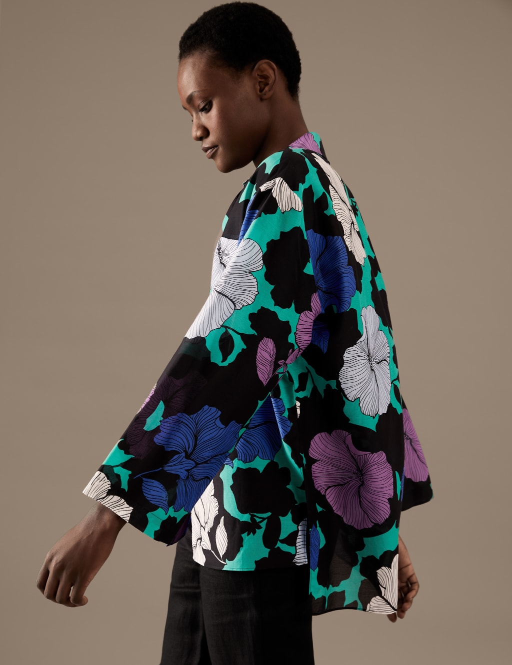 Silk Blend Floral Relaxed Shirt image 1