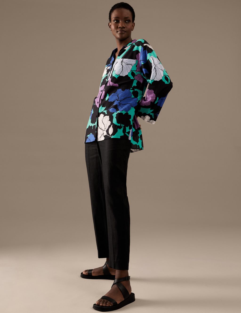 Silk Blend Floral Relaxed Shirt image 2