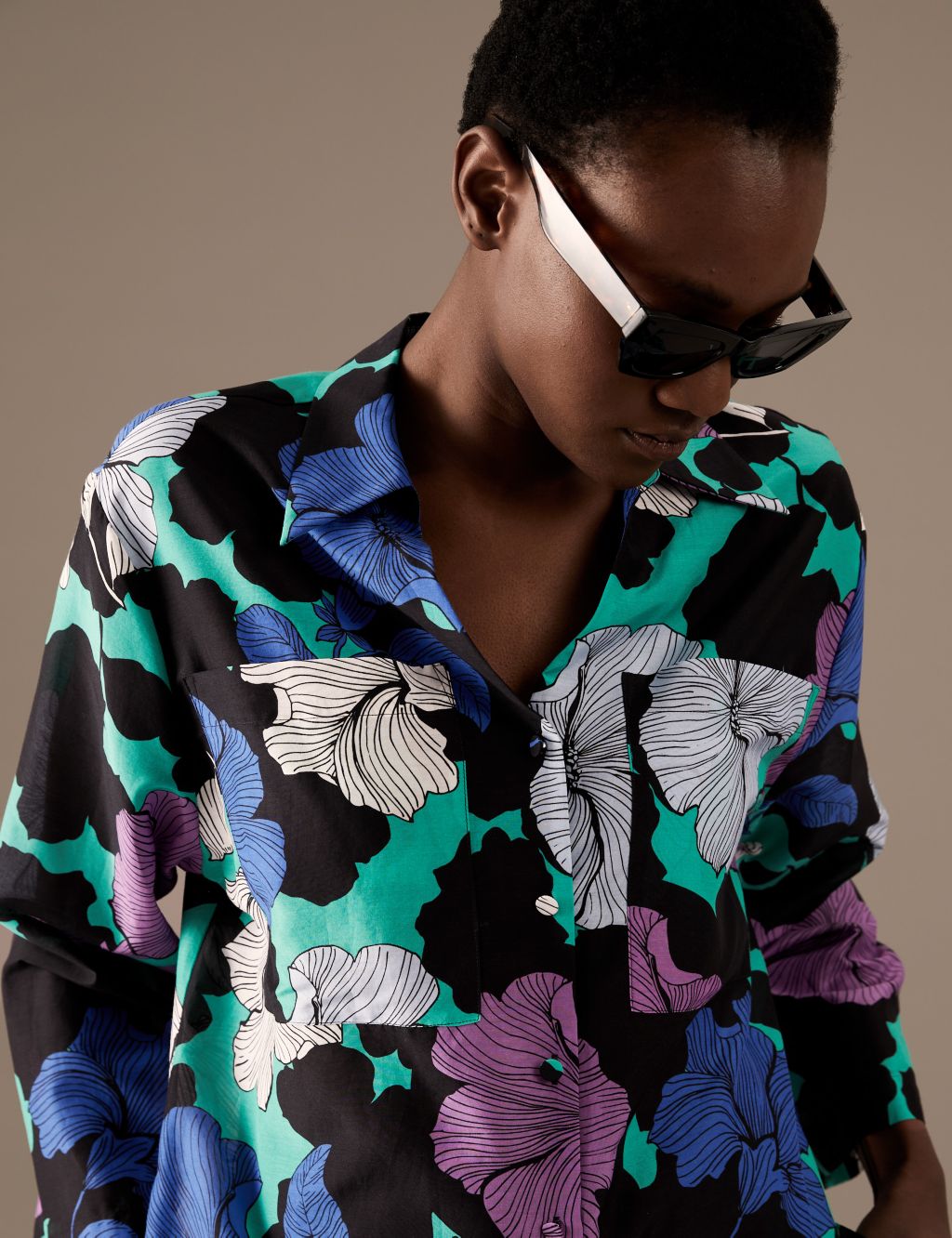 Silk Blend Floral Relaxed Shirt image 3