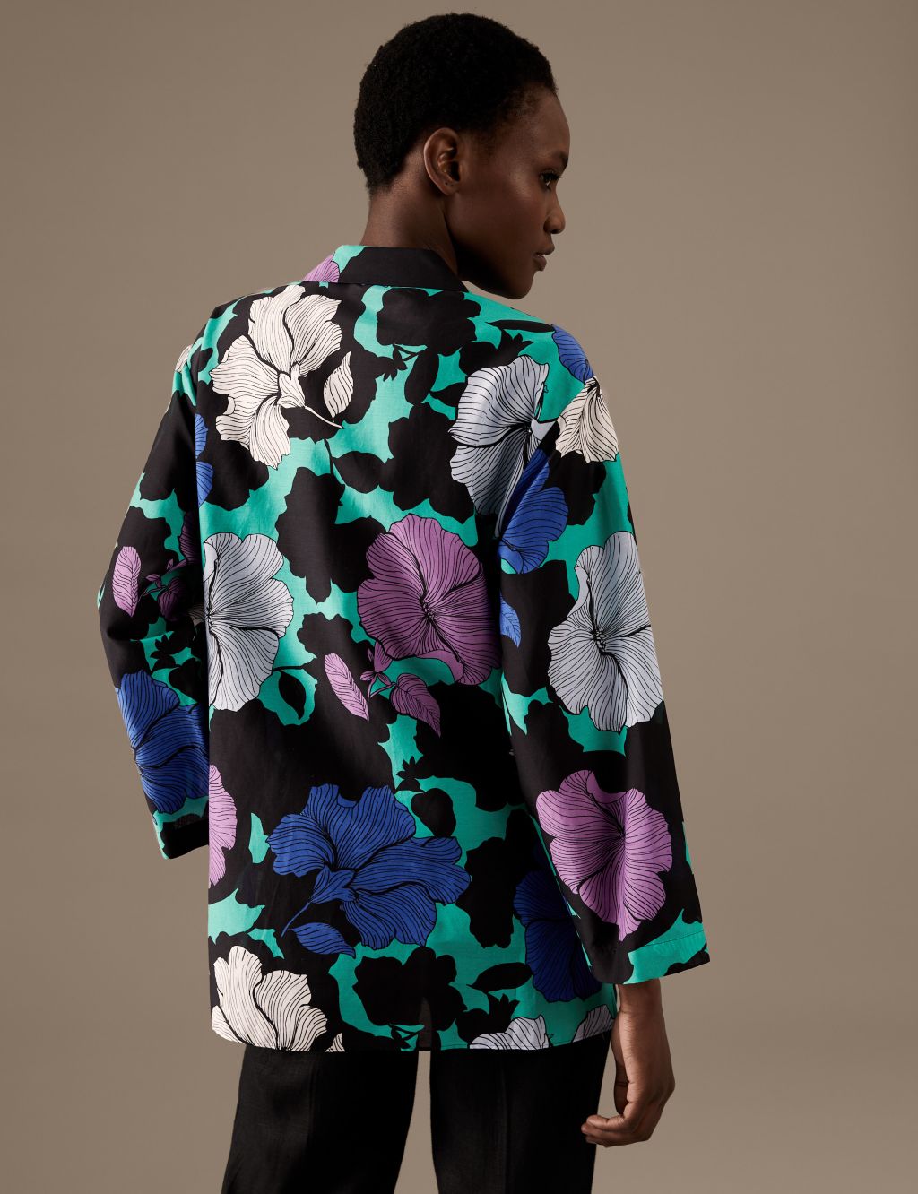 Silk Blend Floral Relaxed Shirt image 4
