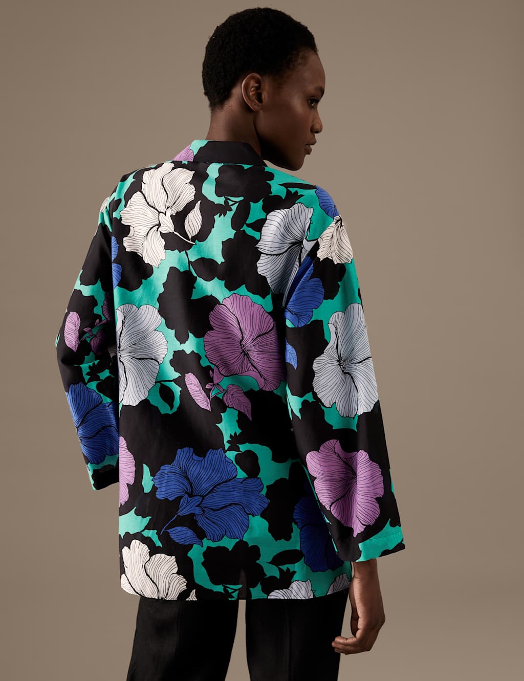 Silk Blend Floral Relaxed Shirt image 4