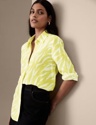 

Womens Autograph Cupro Rich Printed Shirt - White Mix, White Mix