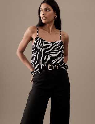 

Womens Autograph Cupro Rich Animal Print Cami Top - Black Mix, Black Mix