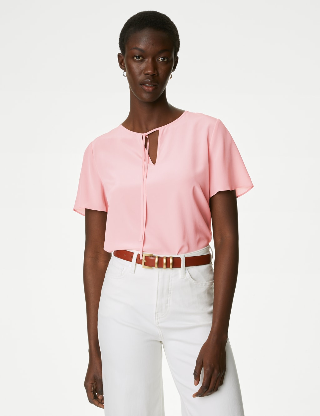Pure Silk Tie Neck Blouse image 1