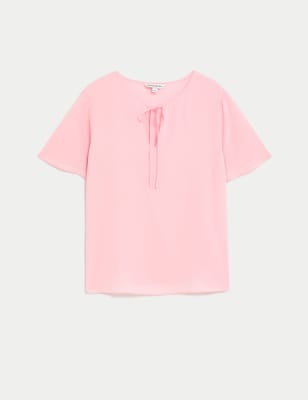 

Womens Autograph Pure Silk Tie Neck Blouse - Dusted Pink, Dusted Pink
