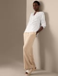 Pure Cotton Embroidered Tie Neck Blouse