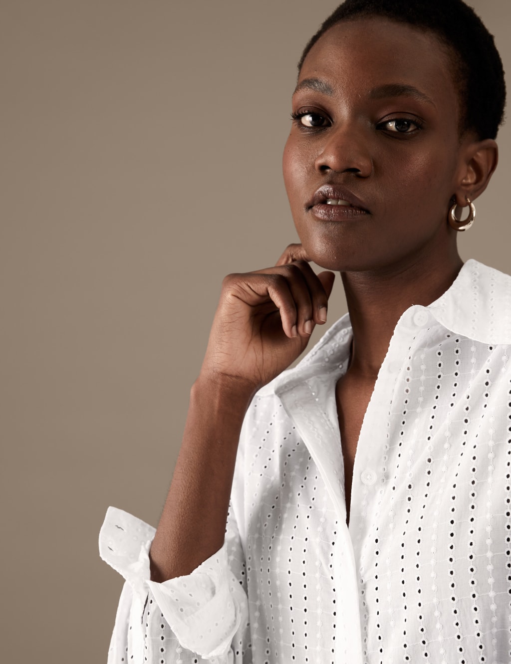Pure Cotton Broderie Detail Shirt image 3
