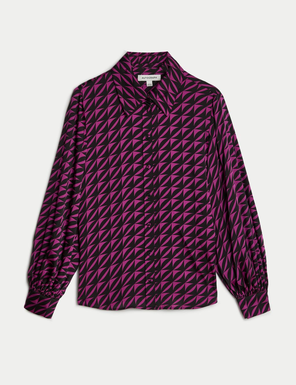 Satin Printed Blouson Sleeve Shirt image 2