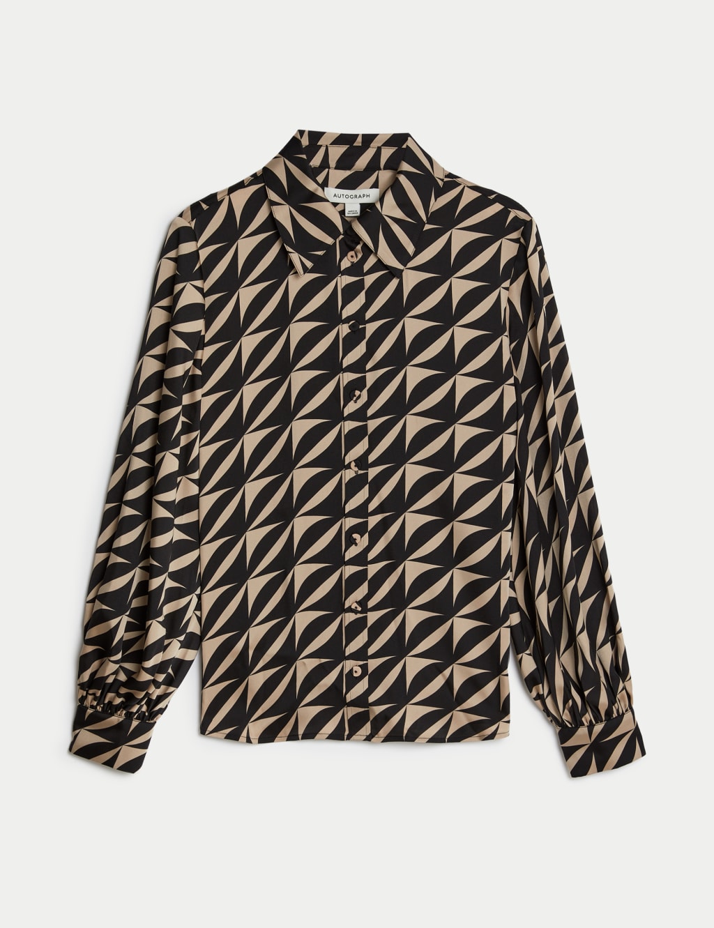 Satin Printed Blouson Sleeve Shirt image 2