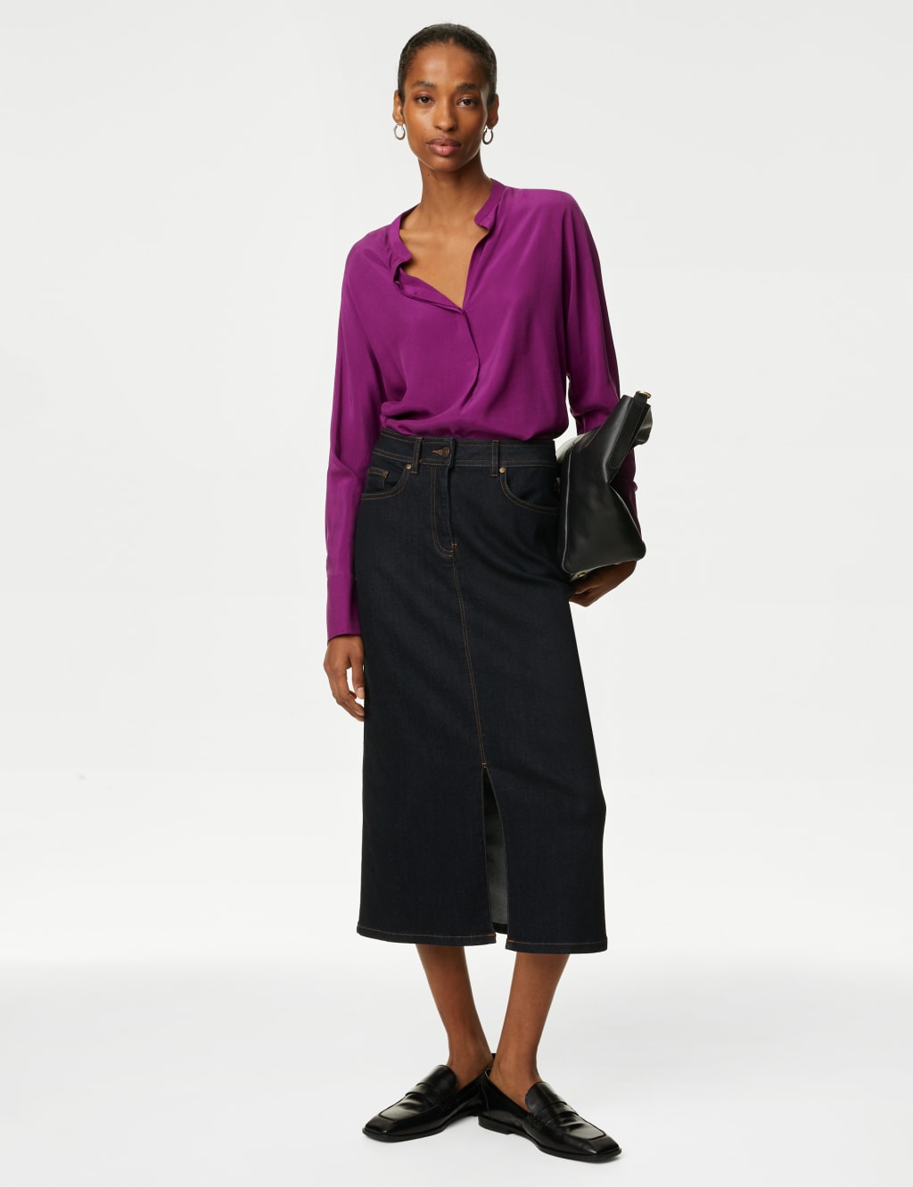Cupro Rich Notch Neck Popover Blouse image 1